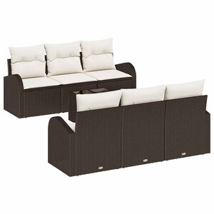 vidaXL Ensemble de canapé de jardin 7 Pièces Marron 55 x 55 x 37 cm