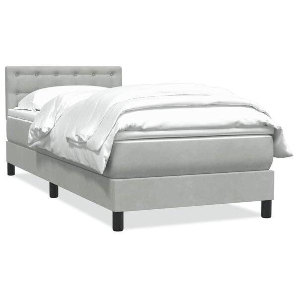 vidaXL Sommier à lattes de lit et matelas gris clair 80x220 cm velours