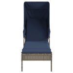 vidaXL Chaise longue avec auvent et table gris résine tressée