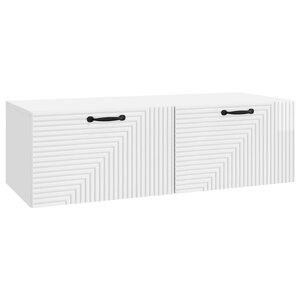 vidaXL Meuble TV mural Montage mural Blanc brillant 98 x 41 x 30 cm