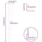 vidaXL Pieds en épingle à cheveux pour consoles  lot de 4  noir  72 cm  acier massif