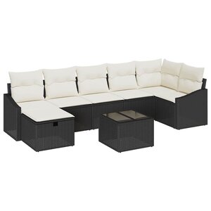 vidaXL Ensemble de canapé de jardin 8 Pièces Noir 55 x 62 x 69 cm