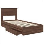 vidaXL Lit de Rangement Chêne brun 90 x 200 cm Bois d'ingénierie