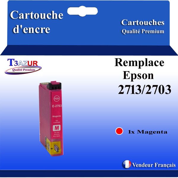 T3AZUR - Cartouche Compatible avec Epson WorkForce WF-7710DWF WF-7715DWF WF-7720DTWF remplace Epson T27XL Magenta