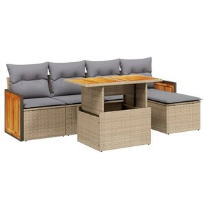 vidaXL Salon de jardin avec coussins 6 Pièces beige résine tressée