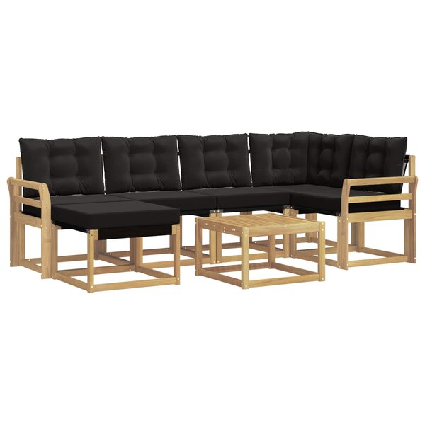 vidaXL Ensemble de canapés d'extérieur 7 pc Blanc et noir