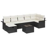 vidaXL Ensemble de canapé de jardin 8 pièces avec coussins noir poly rotin