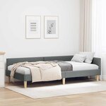 vidaXL Cadre de lit d'angle Gris foncé 90 x 200 cm tissu
