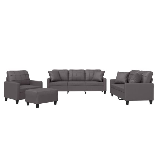 vidaXL Ensemble de canapés 4 Pièces avec coussins gris similicuir