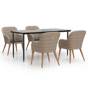 vidaXL Ensemble à manger de jardin et coussins 5 Pièces Marron