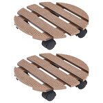 vidaXL Chariots à plantes 2 Pièces Marron Ø30x7 5 cm WPC