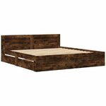 vidaXL Cadre de lit avec tête de lit sans matelas chêne fumé 180x200cm