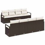 vidaXL Ensemble de canapé de jardin 7 Pièces Marron et Crème