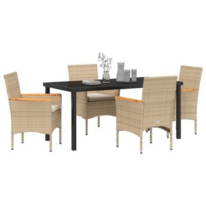 vidaXL Ensemble de salle à manger pour jardin 5 Pièces Beige polyrotin
