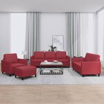 vidaXL Ensemble de canapés 4 Pièces et coussins Rouge bordeaux Similicuir