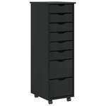 vidaXL Armoire roulante avec tiroirs MOSS noir bois de pin solide