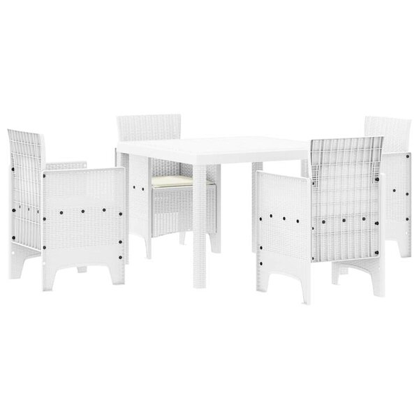 vidaXL Ensemble de salle à manger pour jardin 5 Pièces Blanc Rattan Polt