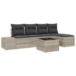vidaXL Ensemble de canapé de jardin 6 Pièces Gris clair Poly rotin