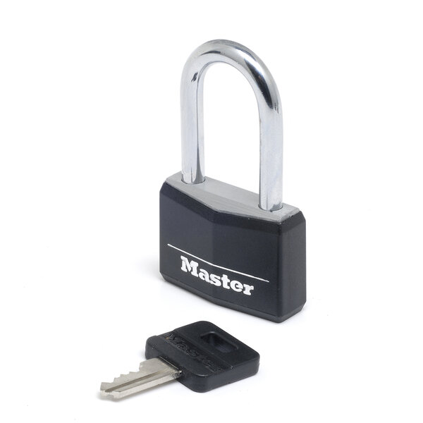Cadenas à Clé en Aluminium Massif recouvert de Vinyle avec Anse Moyenne  noir  4 x 7 6 x 1 3cm