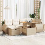 vidaXL Salon de jardin avec coussins 8 Pièces beige résine tressée acacia