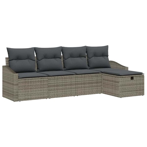 vidaXL Ensemble de canapé de jardin 5 Pièces Gris 233 x 117 x 85 cm