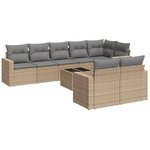 vidaXL Salon de jardin avec coussins 9 Pièces beige résine tressée