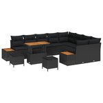 vidaXL Ensemble de canapé de jardin avec coussin 12 Pièces Noir