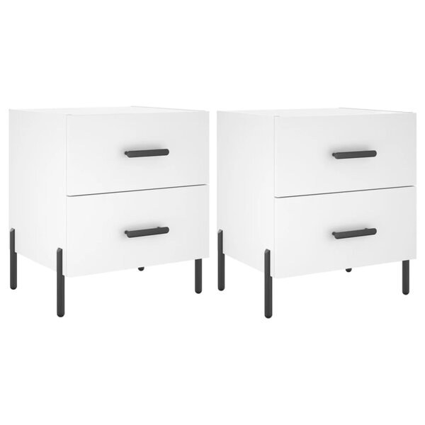 vidaXL Tables de chevet 2 Pièces blanc 40x35x47 5 cm bois d’ingénierie