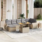 vidaXL Salon de jardin avec coussins 8 Pièces beige résine tressée