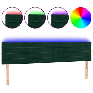 vidaXL Tête de lit à LED Vert foncé 200x5x78/88 cm Velours