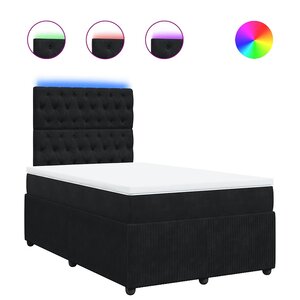 vidaXL Sommier à lattes de lit avec matelas Noir 120x200 cm Velours