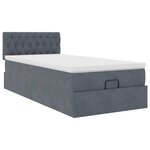 vidaXL Cadre de lit ottoman avec matelas gris foncé 100x200 cm velours