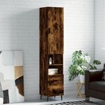 vidaXL Buffet haut Chêne fumé 34 5x34x180 cm Bois d'ingénierie