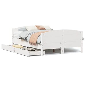 vidaXL Cadre de lit sans matelas blanc 150x200 cm bois de pin massif