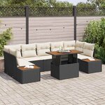 vidaXL Ensemble de canapé de jardin 8 Pièces Noir Poly rotin