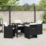 vidaXL Ensemble de salle à manger pour jardin 5 Pièces Noir polyrotin