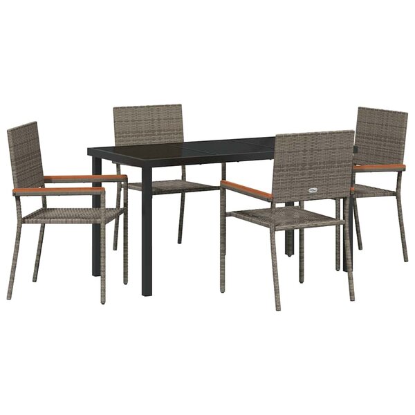 vidaXL Ensemble de salle à manger pour jardin 5 Pièces Gris polyrotin