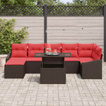 vidaXL Ensemble de canapé de jardin avec coussin 8 Pièces Marron et rouge