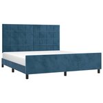 vidaXL Cadre de lit sans matelas bleu foncé velours