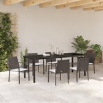 Ensemble de salle à manger de jardin 7 pièces avec des coussins en poly rotin marron
