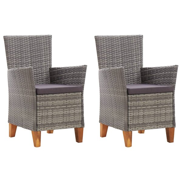 vidaXL Chaises de jardin lot de 2 avec coussins Résine tressée Gris