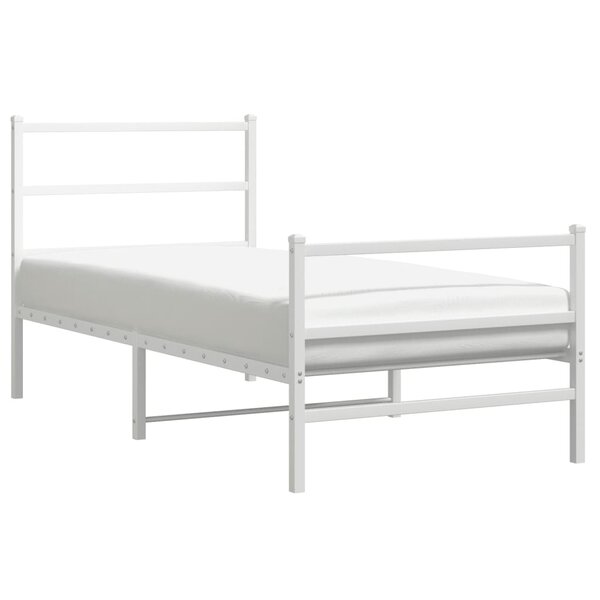 vidaXL Cadre de lit métal sans matelas avec pied de lit blanc 90x190cm