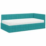 vidaXL Cadre de lit d'angle avec matelas 2 Pièces Turquoise Velours