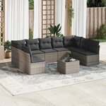 vidaXL Salon de jardin avec coussins 10 Pièces gris résine tressée