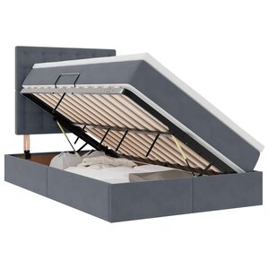 vidaXL Lit de rangement LED avec matelas Gris foncé 120 x 200 cm