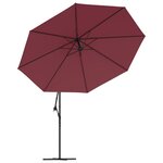 vidaXL Parasol de jardin en porte-à-faux lumières LED rouge bordeaux