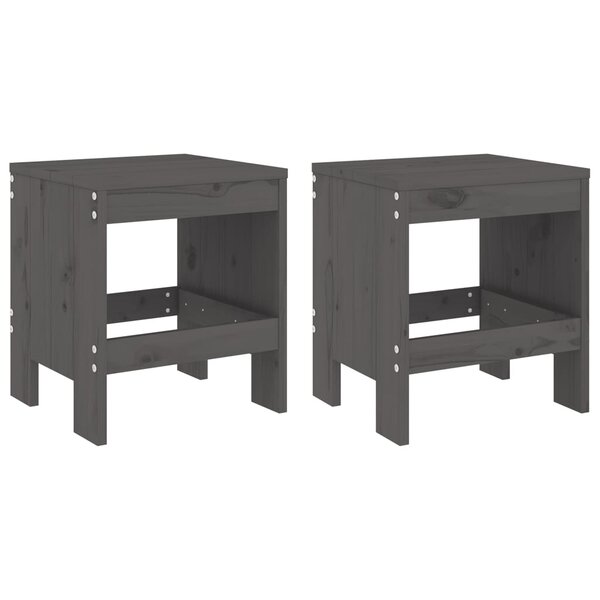 vidaXL Tabourets de jardin lot de 2 gris 40x36x45 cm bois massif pin
