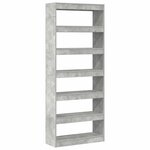 vidaXL Bibliothèque Gris béton 80 x 30 x 198 cm Bois d'ingénierie