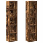 vidaXL Armoires à CD 2 Pièces Chêne fumé 21x16x93 5 cm Bois d'ingénierie