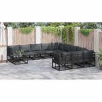 vidaXL Ensemble de canapé de jardin avec coussin 12 Pièces Noir Aluminium